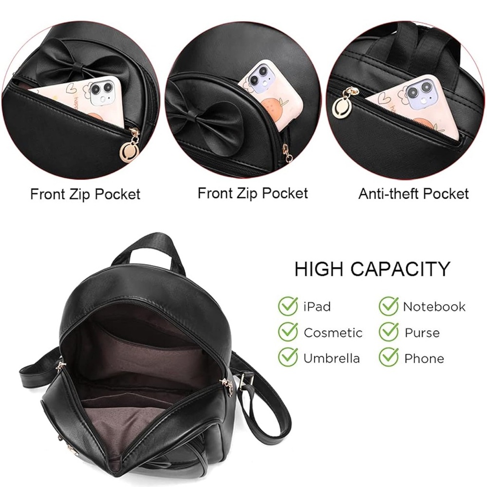Mini Backpack with Bow Accent - Picture 7 of 7